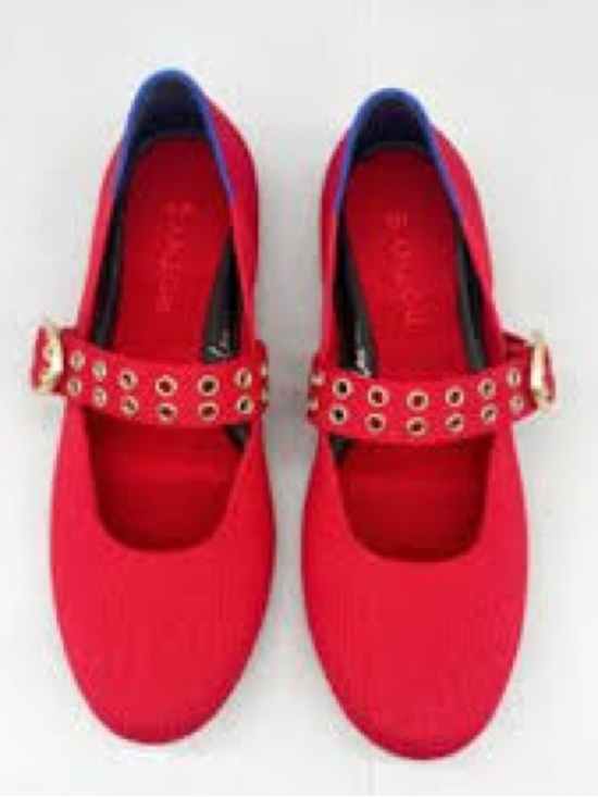 Rothy's Shoes - Rothy Red Mary Jane Flats with Eyelet Strap